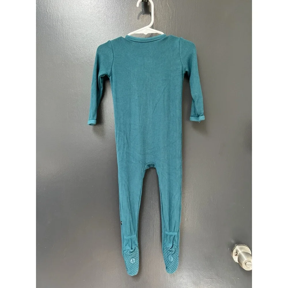 Kyte Baby 18-24M Blue Footed Ribbed Bamboo Zippy Pajama Sleeper Romper